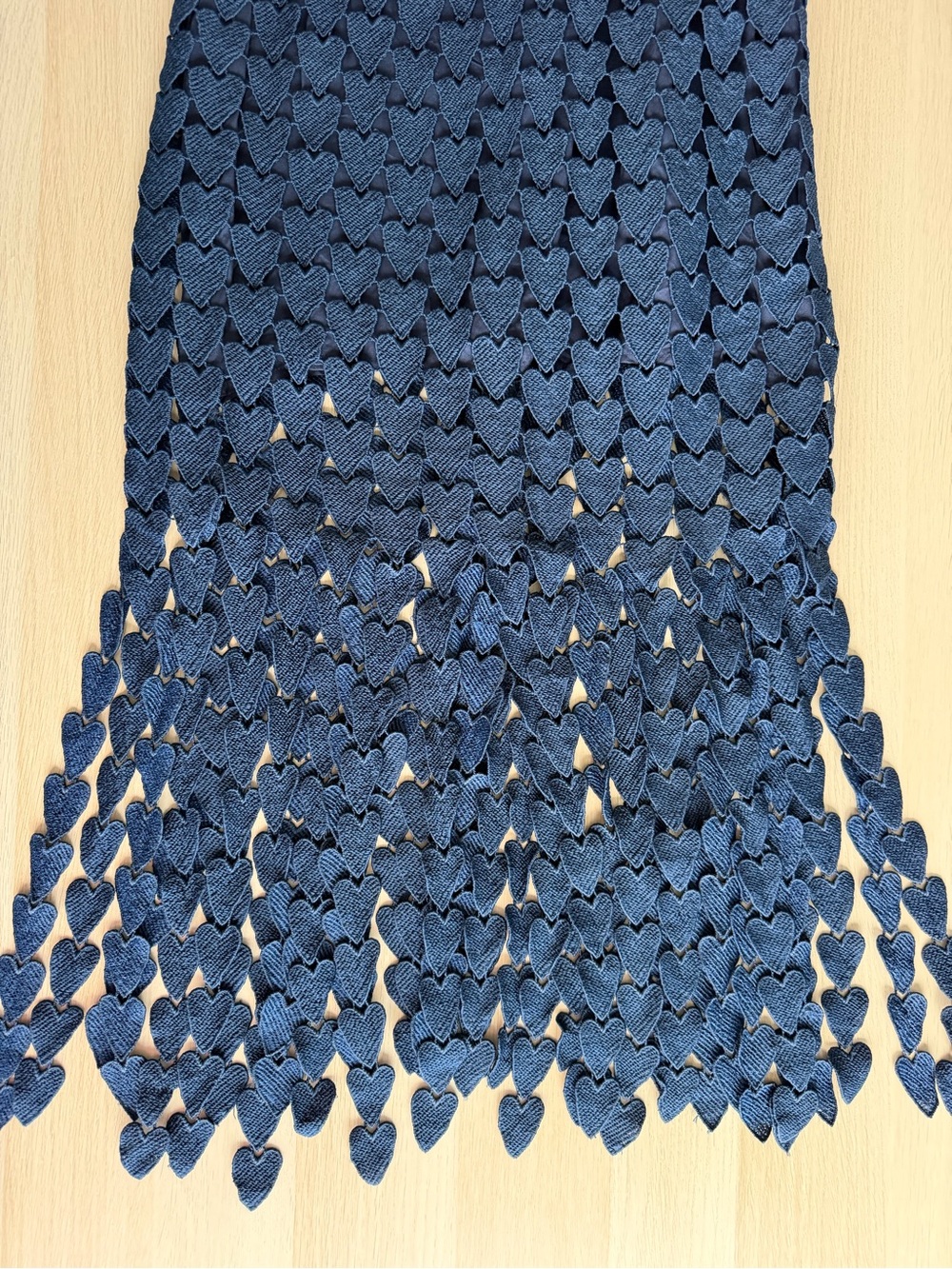 Umgee Navy Heart Shaped Crochet Fringe Maxi Dress Medium Tie Shoulder NWT Boho - Picture 12 of 15